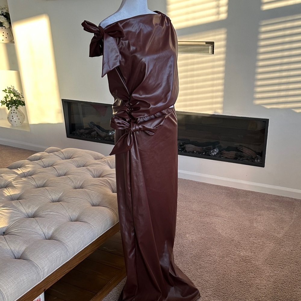 ASOS One Shoulder Brown Dress - Picture 3 of 8